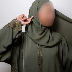 Nida Green Lace Abaya - Image 2