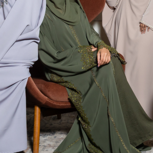 Nida Green Lace Abaya - Image 3
