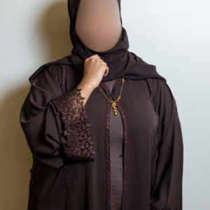 Nida Brown Lace Abaya - Image 1