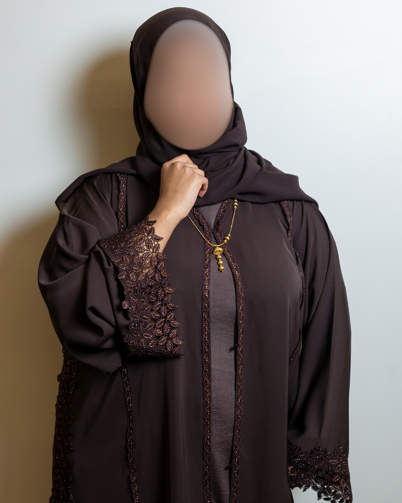 Nida Brown Lace Abaya