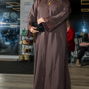 Nida Brown Lace Abaya - Image 2