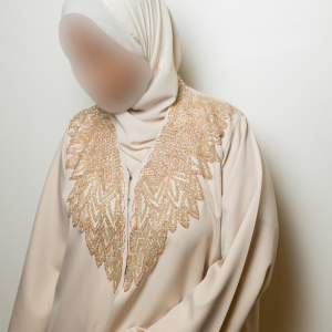 Beaded Gold Coat Abaya - Image 2